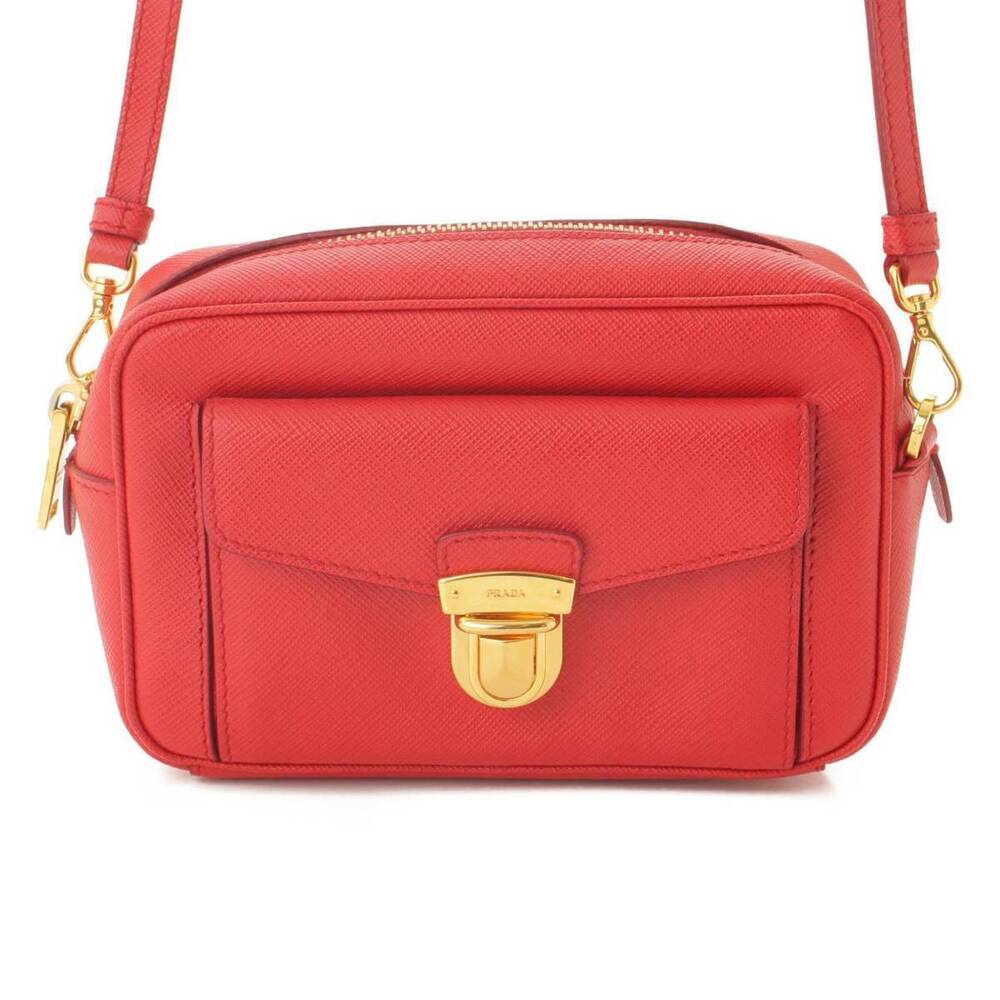 Prada Saffiano Leather Shoulder Bag Red